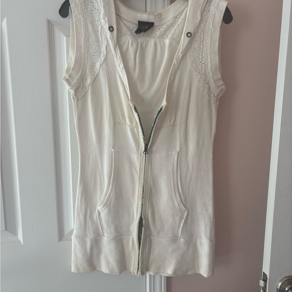 Free People Tops - Free People Cream Sleeveless Hoodie